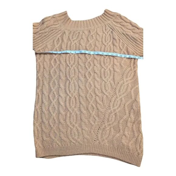 NWT Asos Beige Carmel Long Sleeve Chunky Cable Knit Sweater Mock Neck Women's  8 - Picture 3 of 11